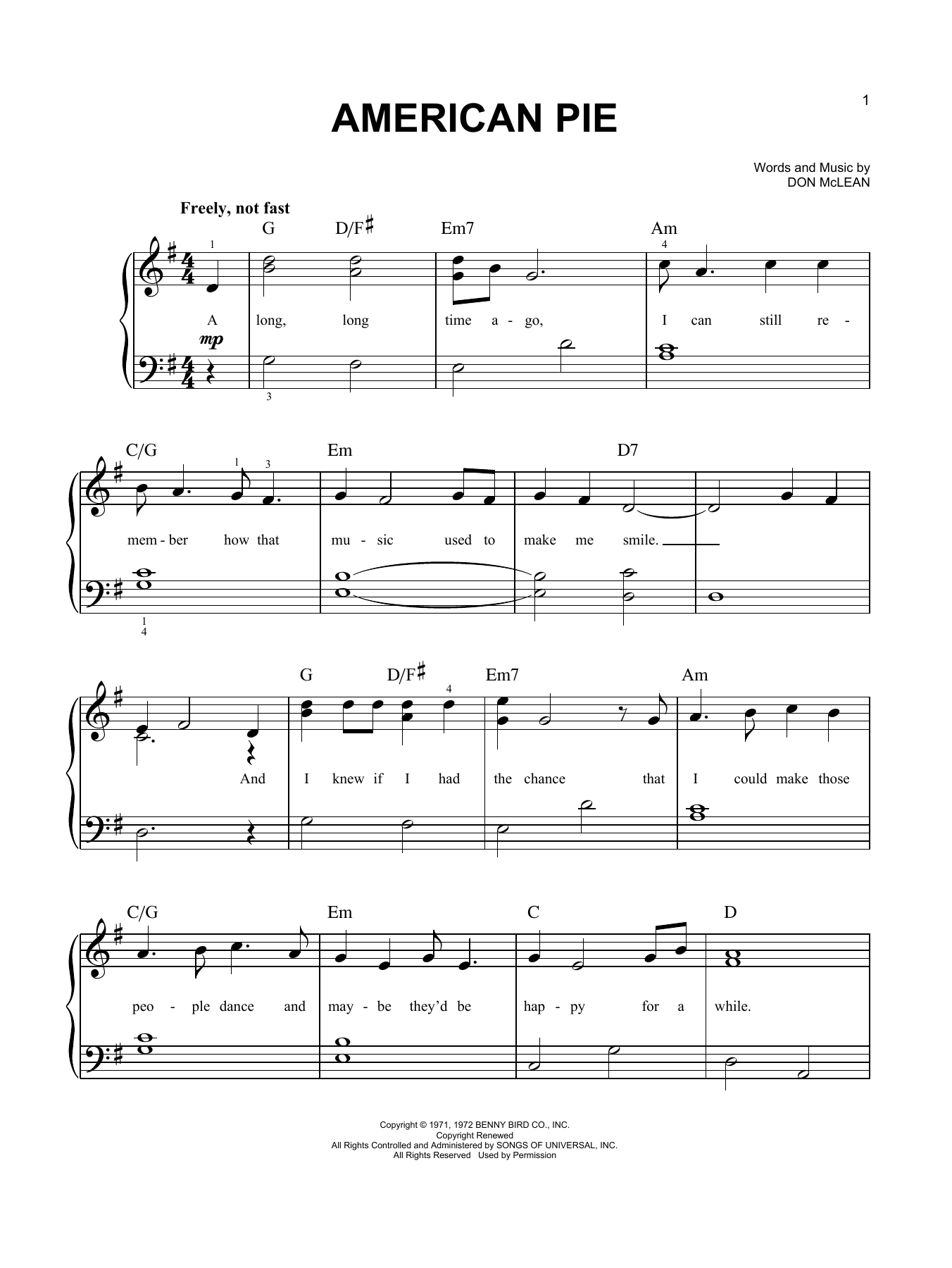 Produktgalerie: Seite 1 von 1 American Pie, Don McLean, Klavier