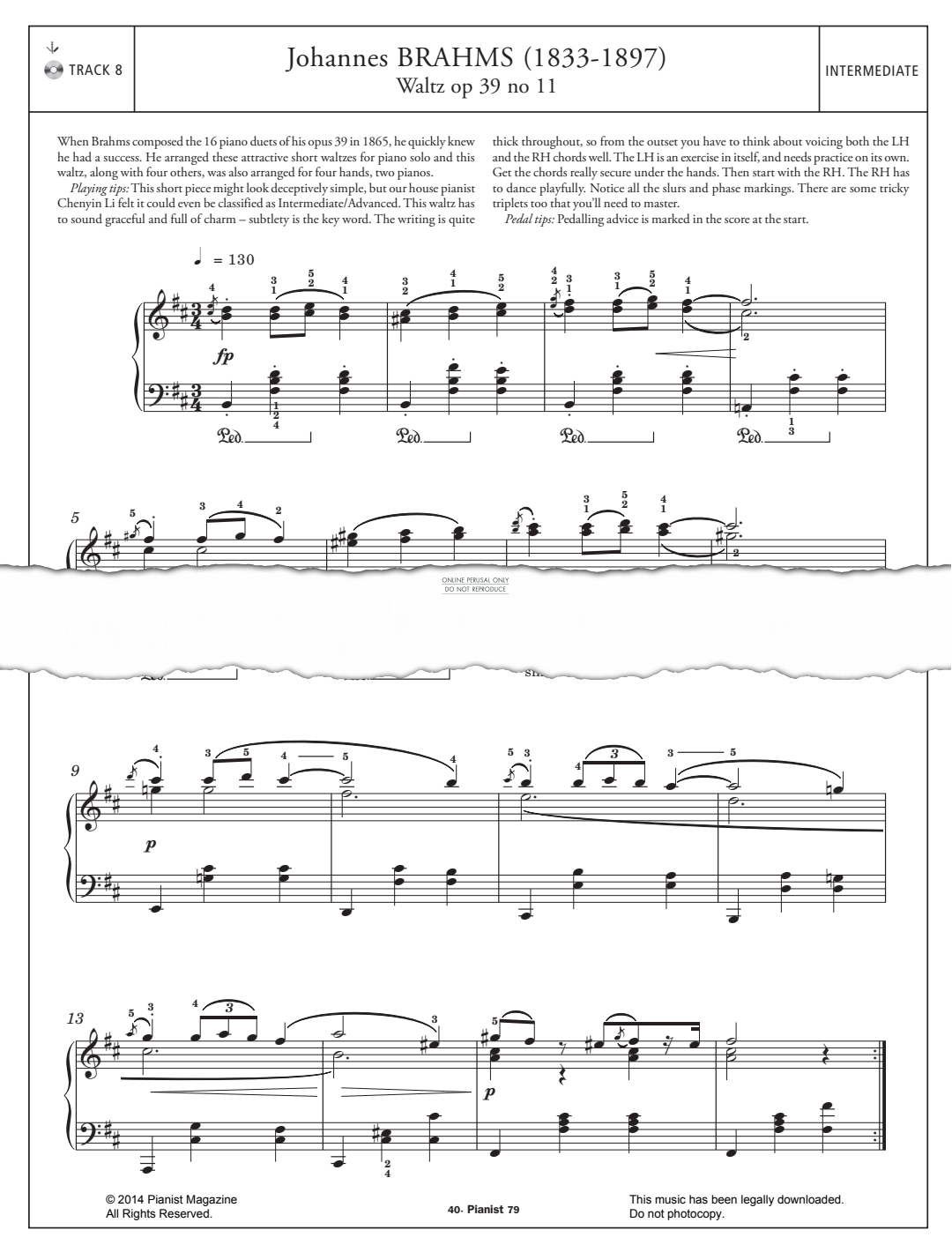Product gallery: Page 1 of 1 Waltz Op.39 No.11, Johannes Brahms