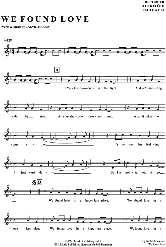 Product gallery: Page 1 of 4 We found love , Rihanna feat. Calvin Harris, (recorder)