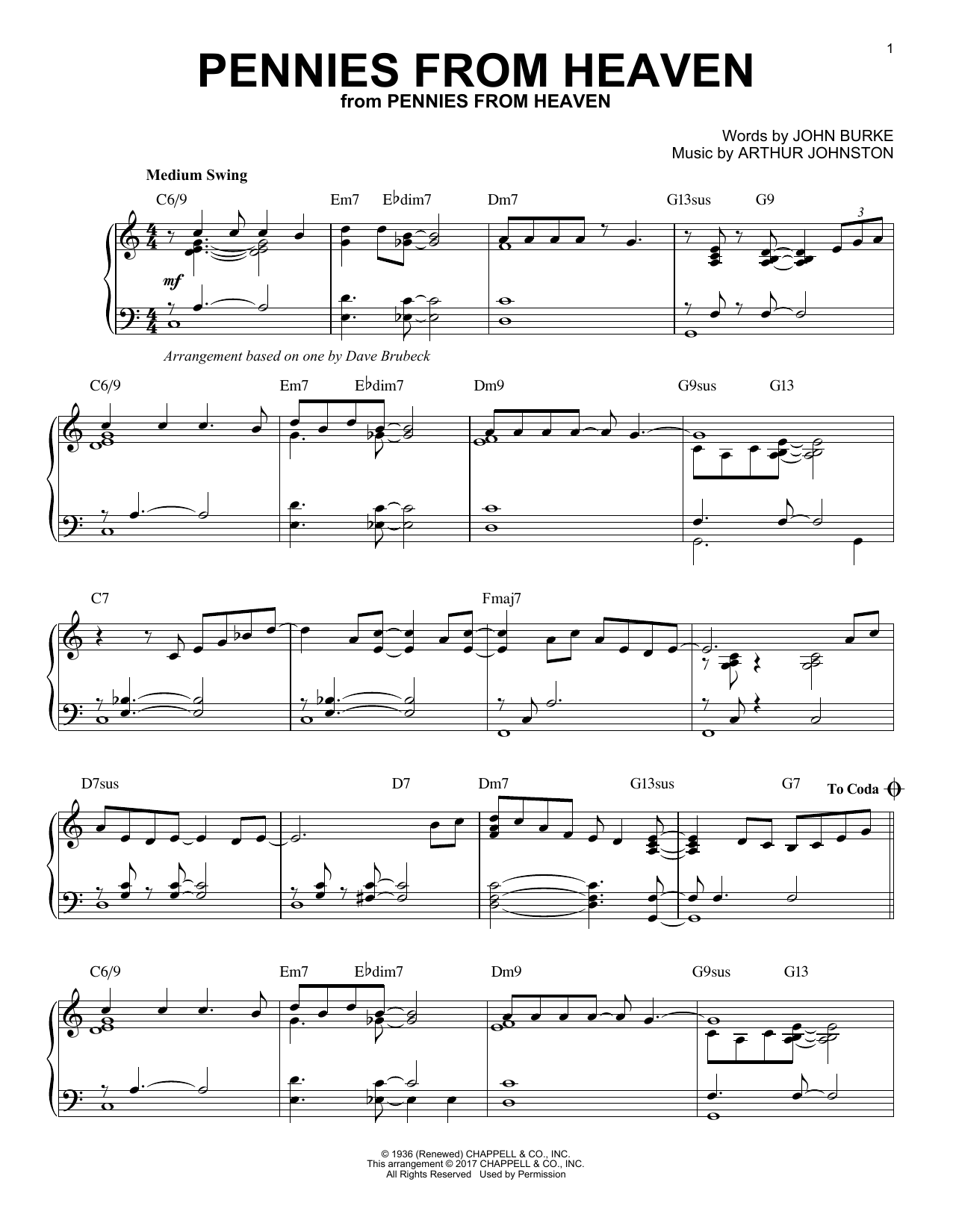 Product gallery: Page 1 of 1 Pennies From Heaven, Dave Brubeck