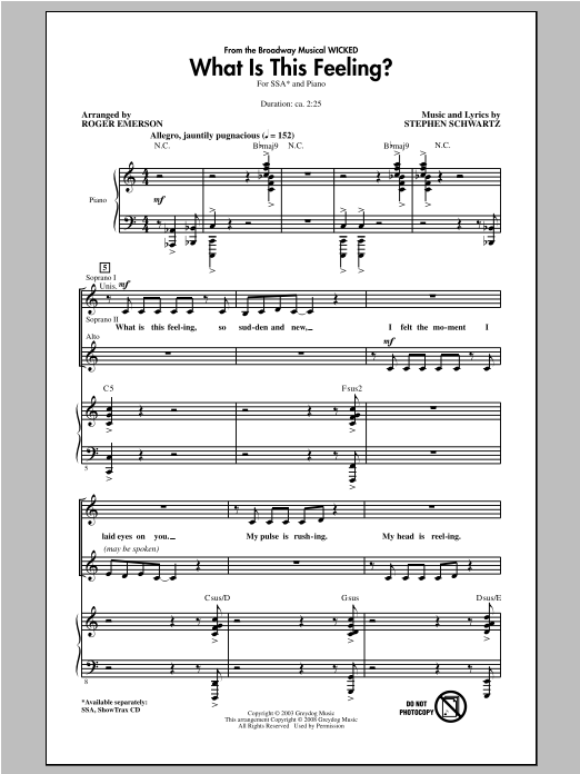 Produktgalerie: Seite 1 von 1 What Is This Feeling? (from Wicked) (arr. Roger Emerson), Stephen Schwartz, Chor