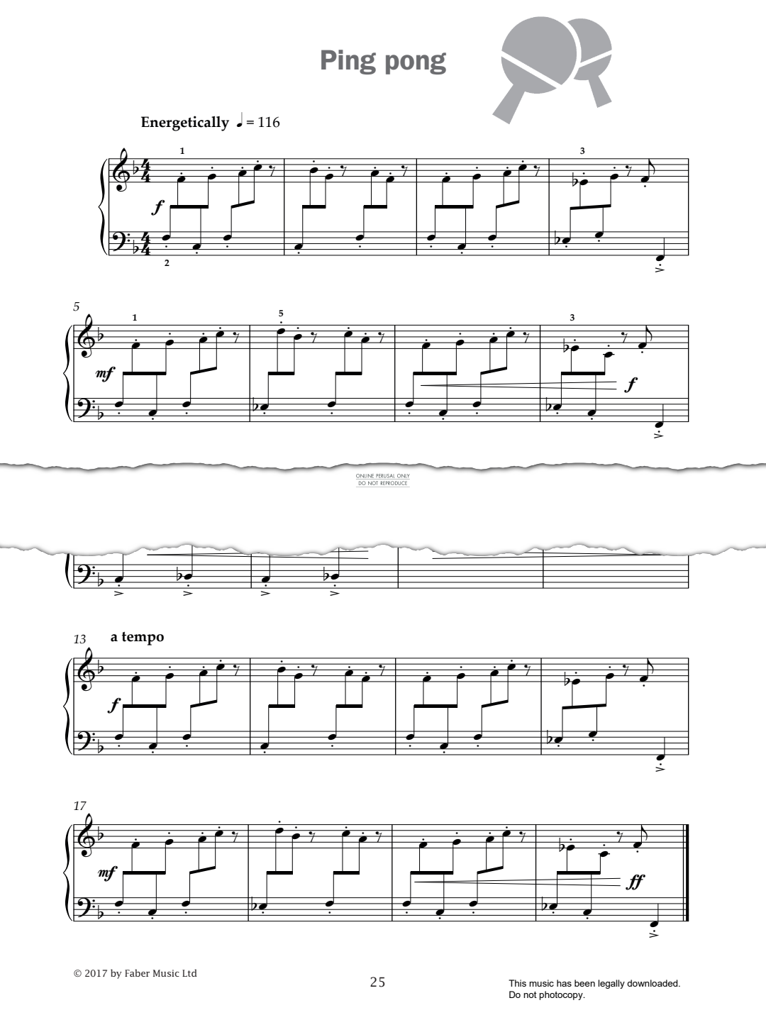 gallery: Ping pong (from 'Improve Your Sight-Reading! A Piece a Week Piano Grade 3'), Paul Harris, Klavier