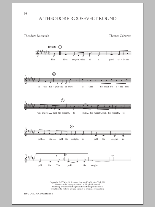 Produktgalerie: Seite 1 von 1 A Theodore Roosevelt Round, Thomas Cabaniss, Chor
