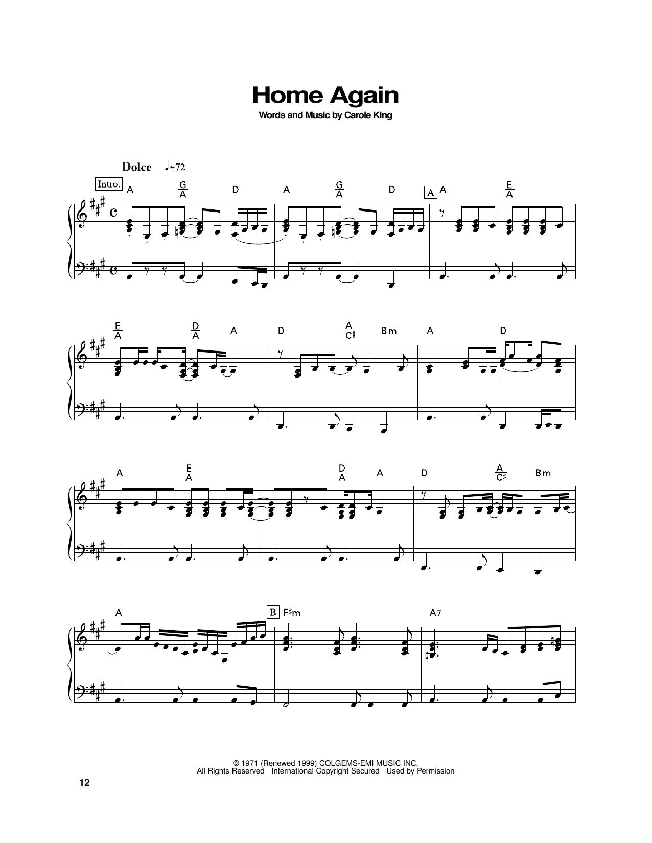 Produktgalerie: Seite 1 von 1 Home Again, Carole King, Klavier