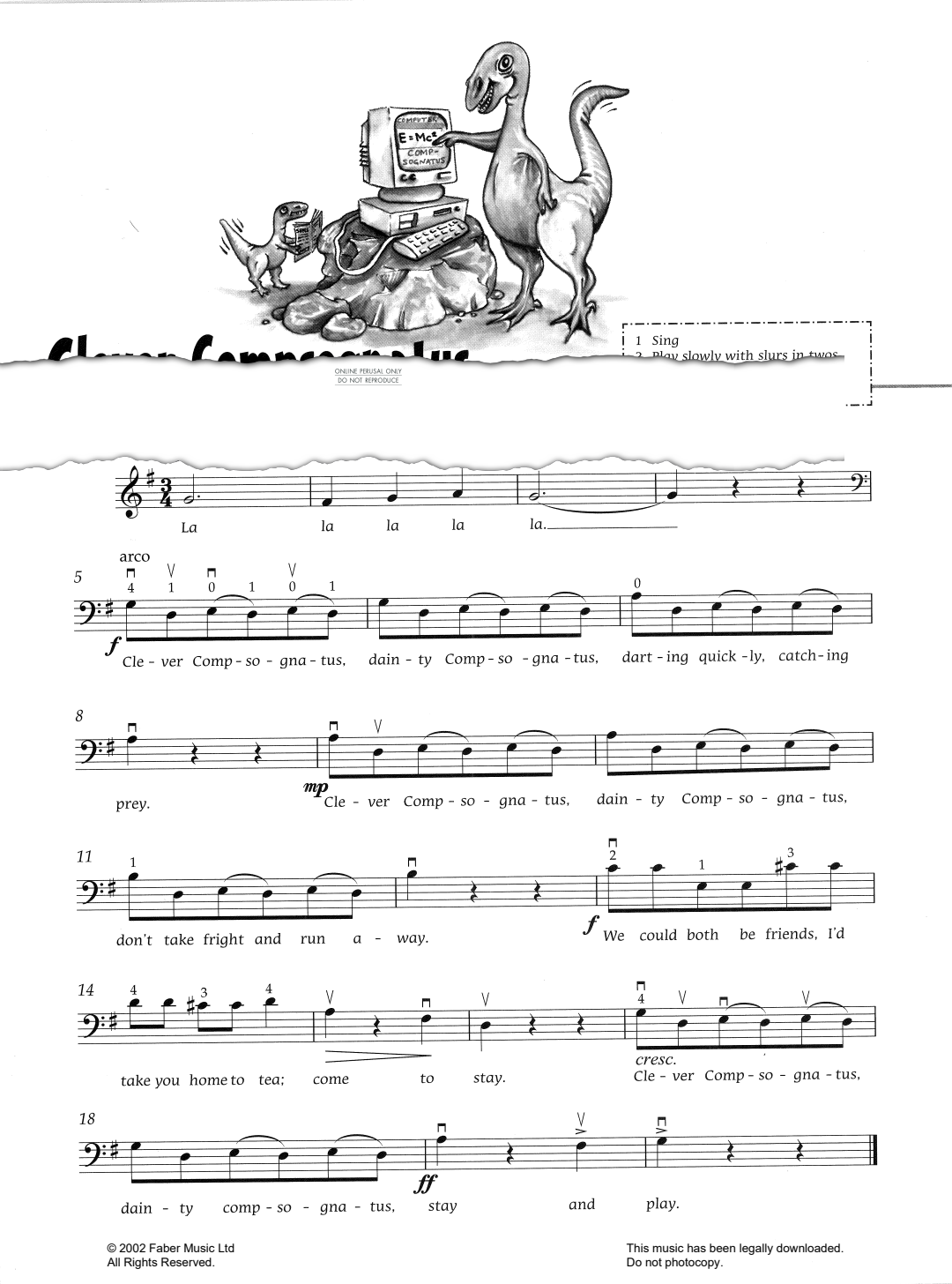 Produktgalerie: Seite 1 von 1 Clever Compsognatus, Pam Wedgwood, Klavier, Violoncello