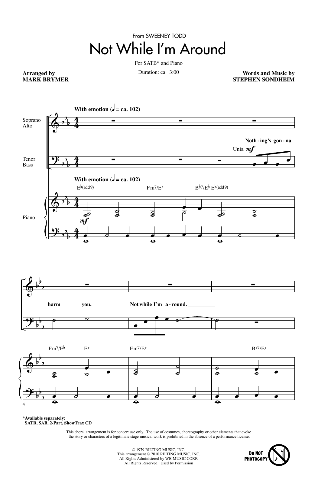Produktbild zu: Not While I'm Around (from Sweeney Todd) (arr. Mark Brymer)