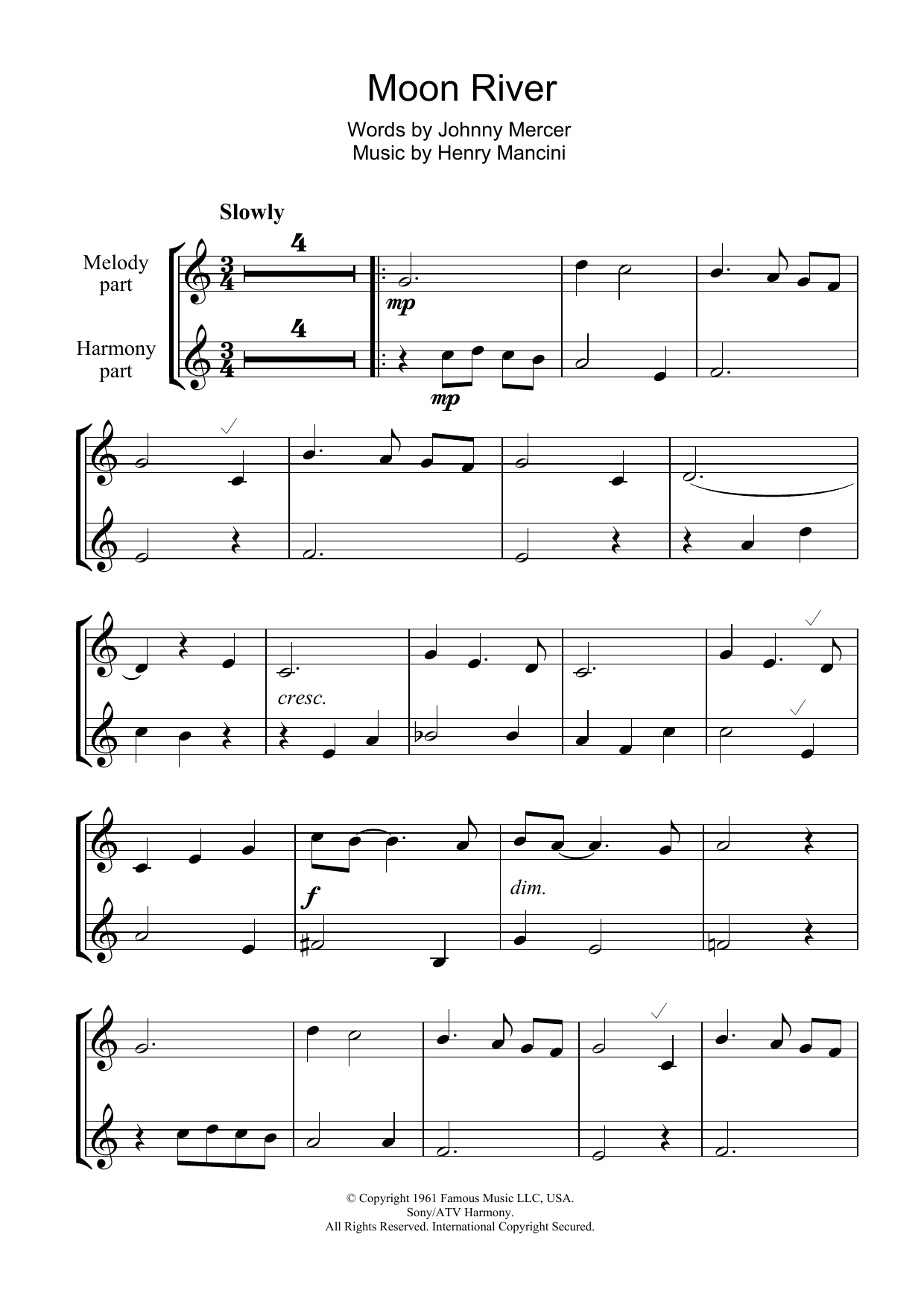 Product gallery: Page 1 of 1 Moon River, Henry Mancini