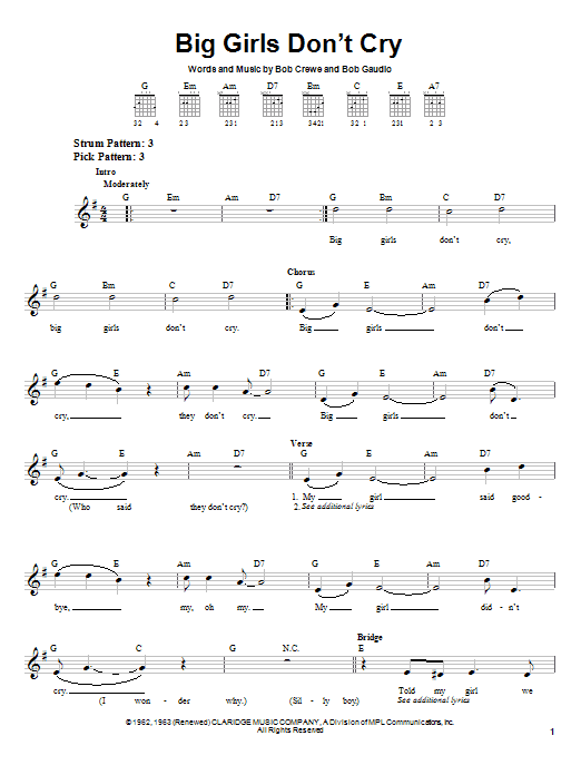 Produktgalerie: Seite 1 von 1 Big Girls Don't Cry, Frankie Valli & The Four Seasons, Gitarre