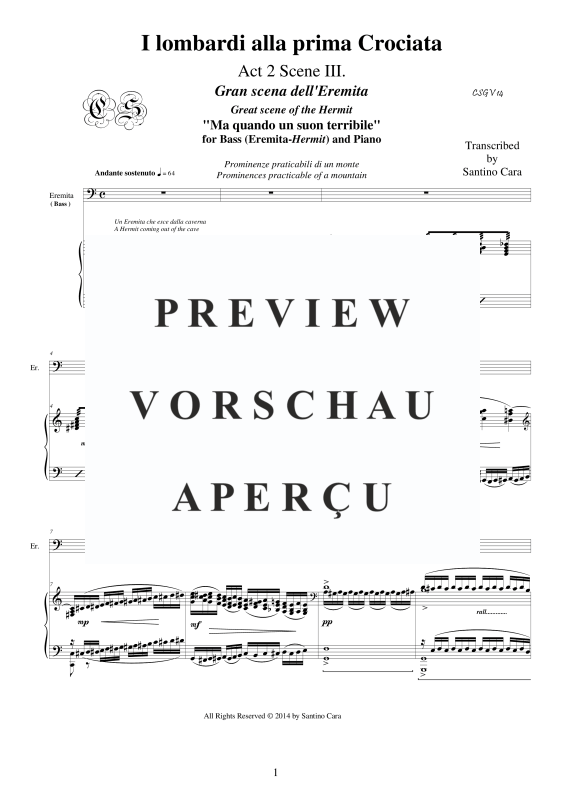 Produktgalerie: Seite 2 von 9 I Lombardi - (Act 2-III) - Ma quando un suon terribile, , Bass und Klavier