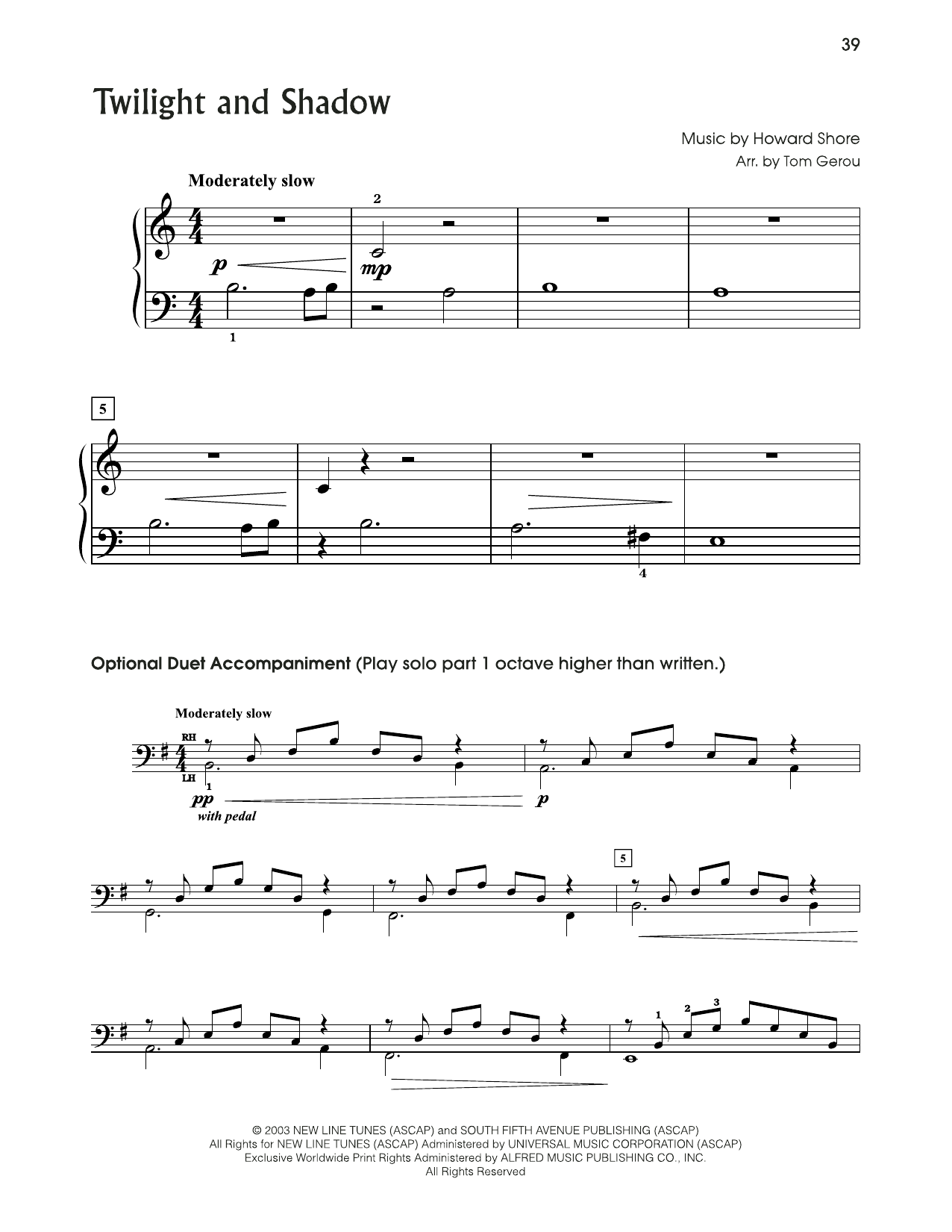 Produktbild zu: Twilight And Shadow (from The Lord Of The Rings) (arr. Tom Gerou)