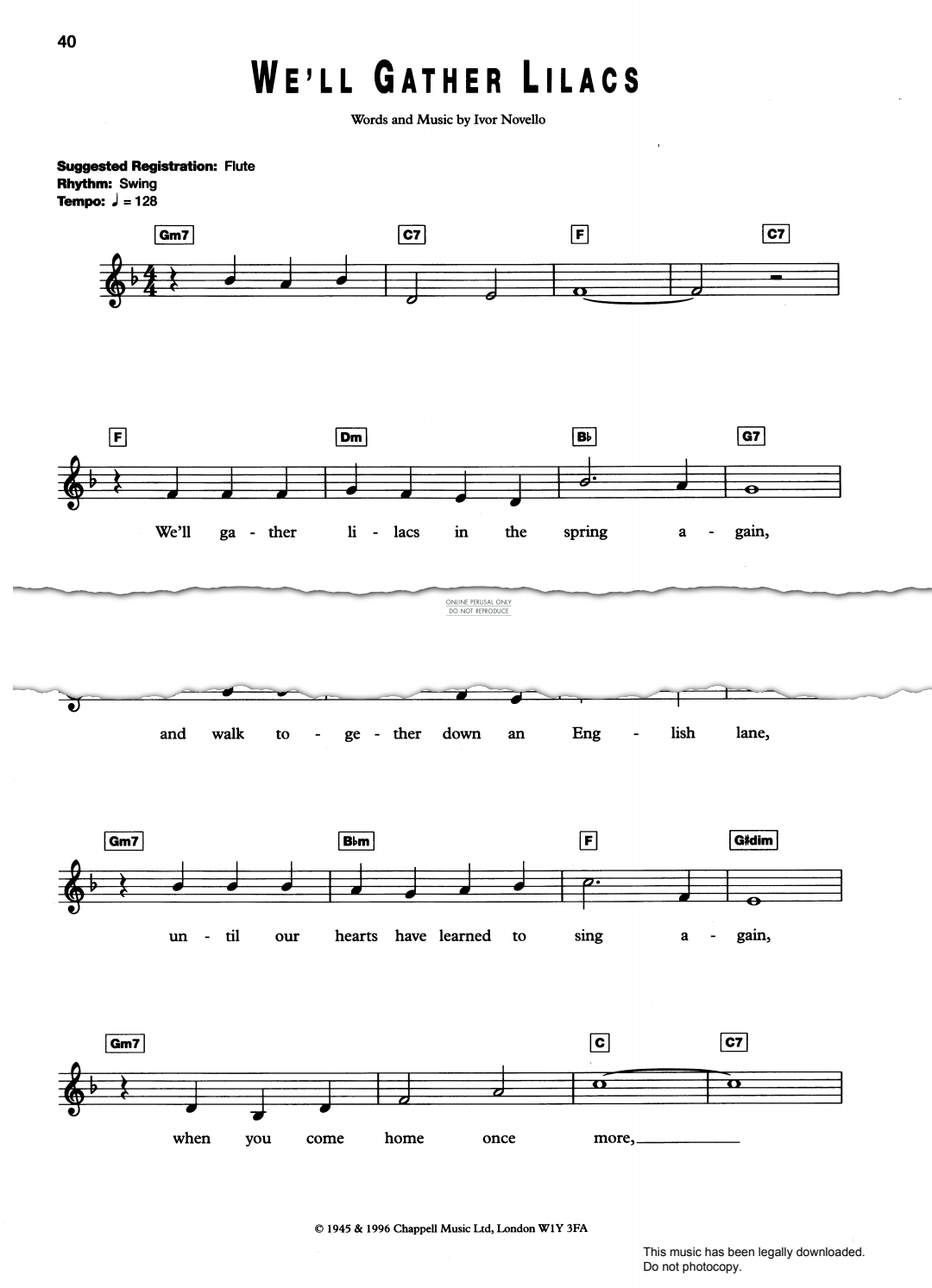 Product gallery: Page 1 of 1 We'll Gather Lilacs (from 'Perchance To Dream'), Ivor Novello