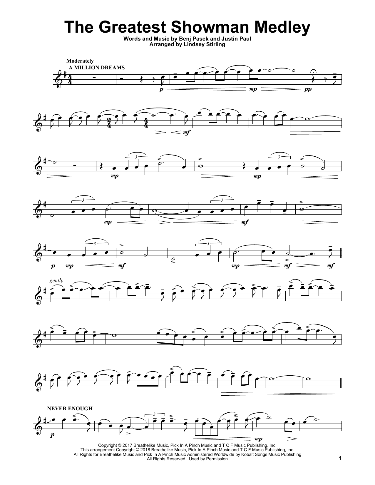 Product gallery: Page 1 of 1 The Greatest Showman Medley, Lindsey Stirling