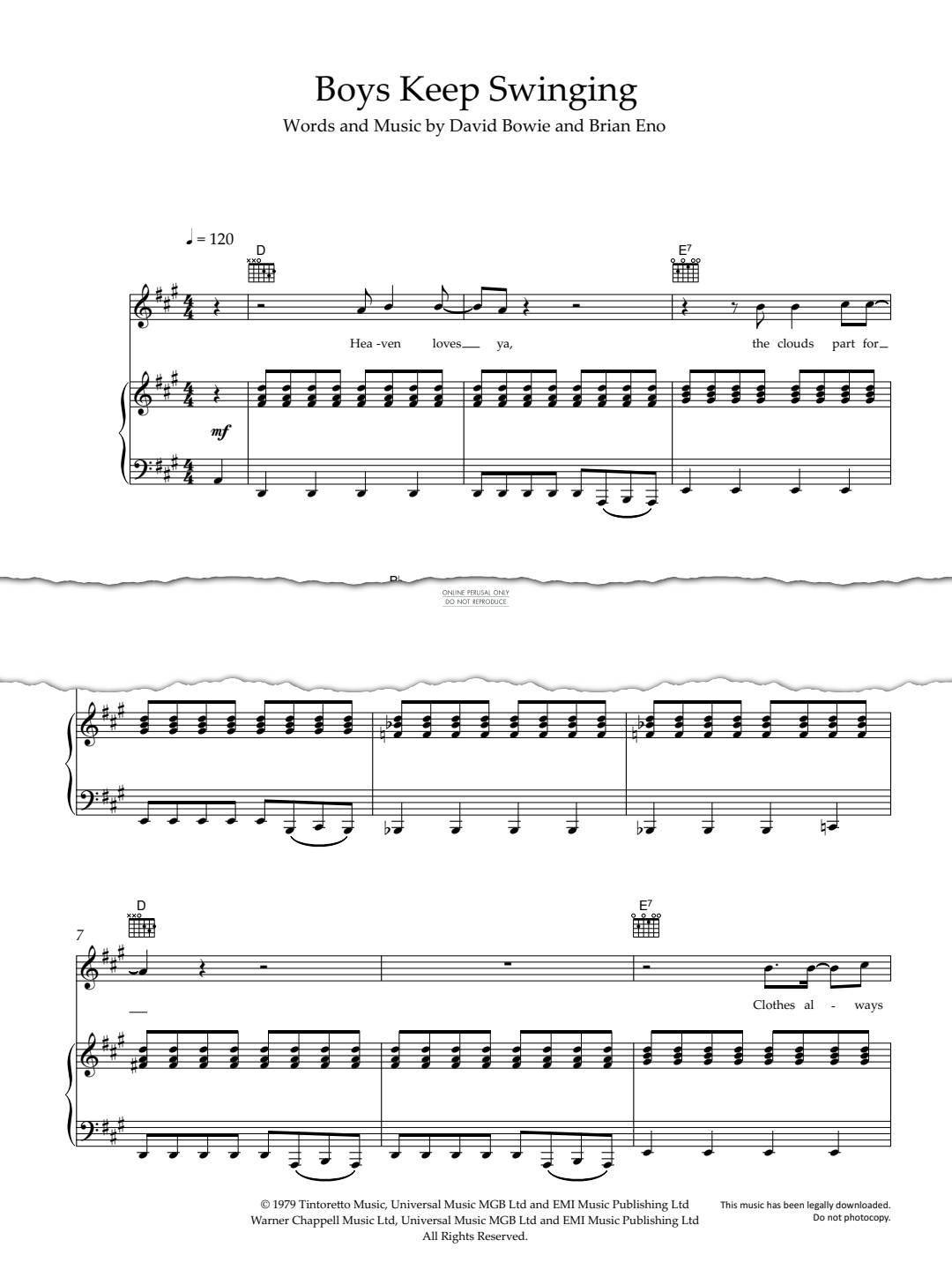 Product gallery: Page 1 of 1 Boys Keep Swinging, David Bowie