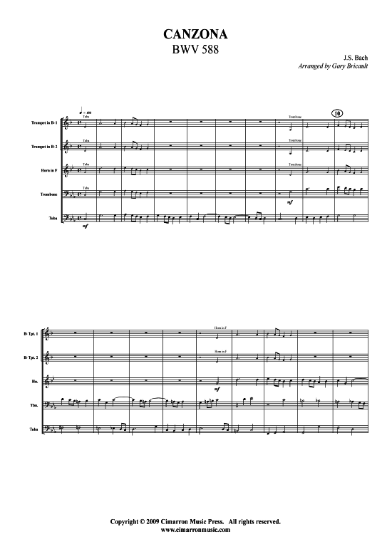 Produktbild zu: Canzona, BWV 588 J. S. Bach