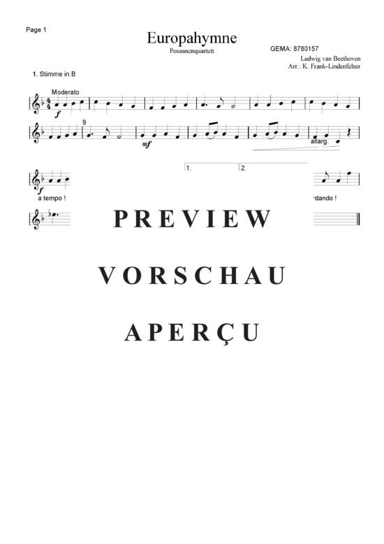 gallery: Europahymne , , (aus Ode an die Freude) - Posaunen Quartett