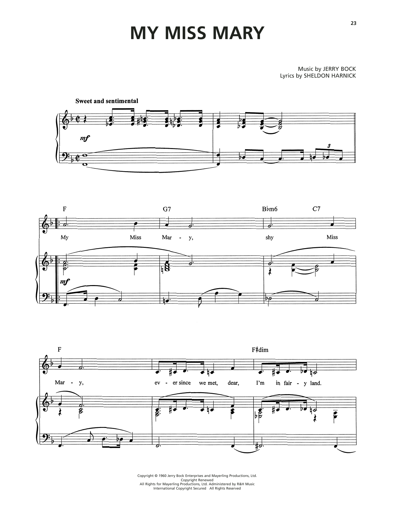 Produktgalerie: Seite 1 von 1 My Miss Mary (from Tenderloin), Jerry Bock, Gesang, Gitarre, Klavier