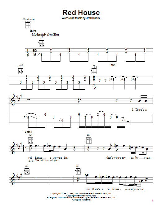 Product gallery: Page 1 of 1 Red House, Jimi Hendrix