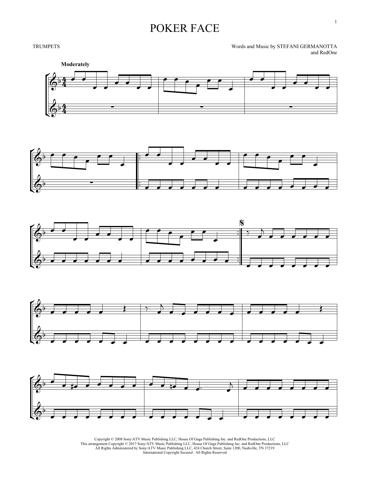 Produktgalerie: Seite 1 von 1 Poker Face, Lady Gaga, Trompete