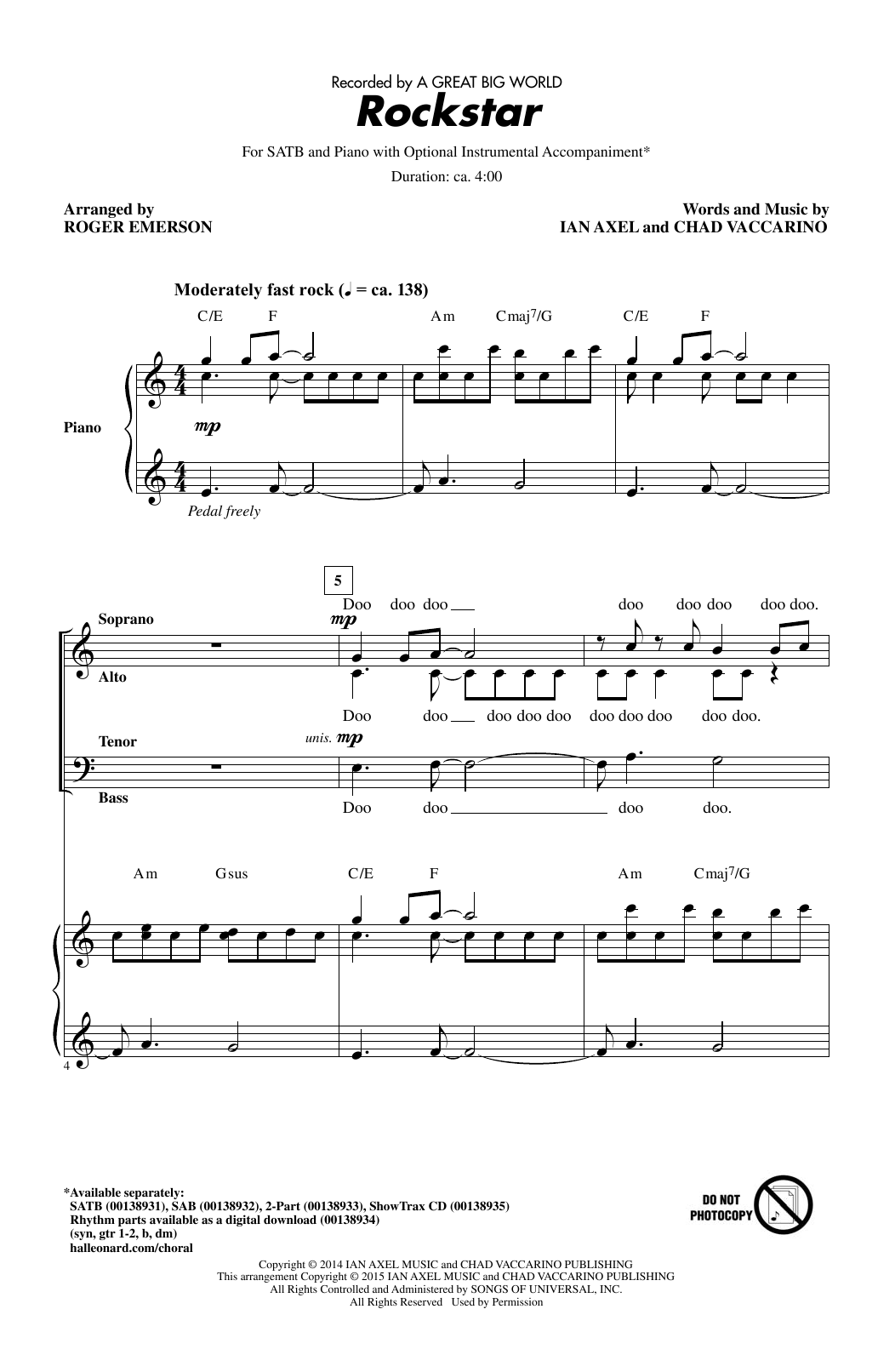 Product picture to: Rockstar (arr. Roger Emerson)
