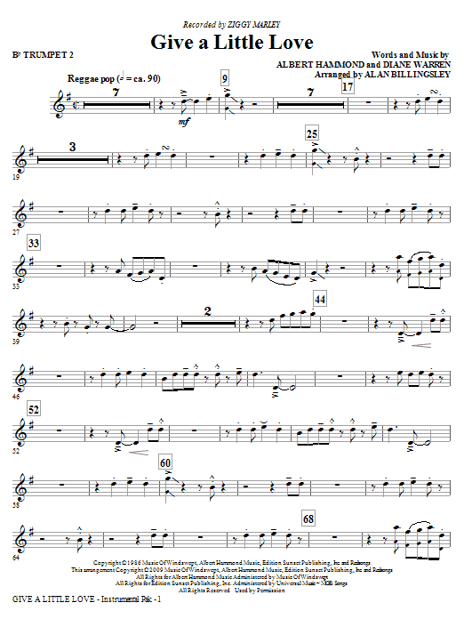 Product picture to: Give A Little Love (arr. Alan Billingsley) - Bb Trumpet 2