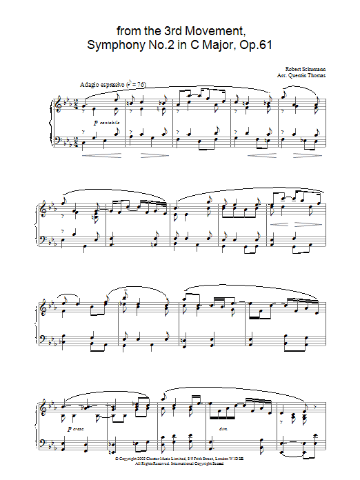 Product gallery: Page 1 of 1 from the 3rd Movement, Symphony No.2 in C Major, Op.61, Robert Schumann