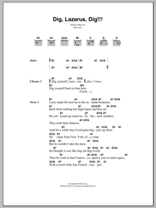 Produktgalerie: Seite 1 von 1 Dig, Lazarus, Dig!!!, Nick Cave, Gitarre