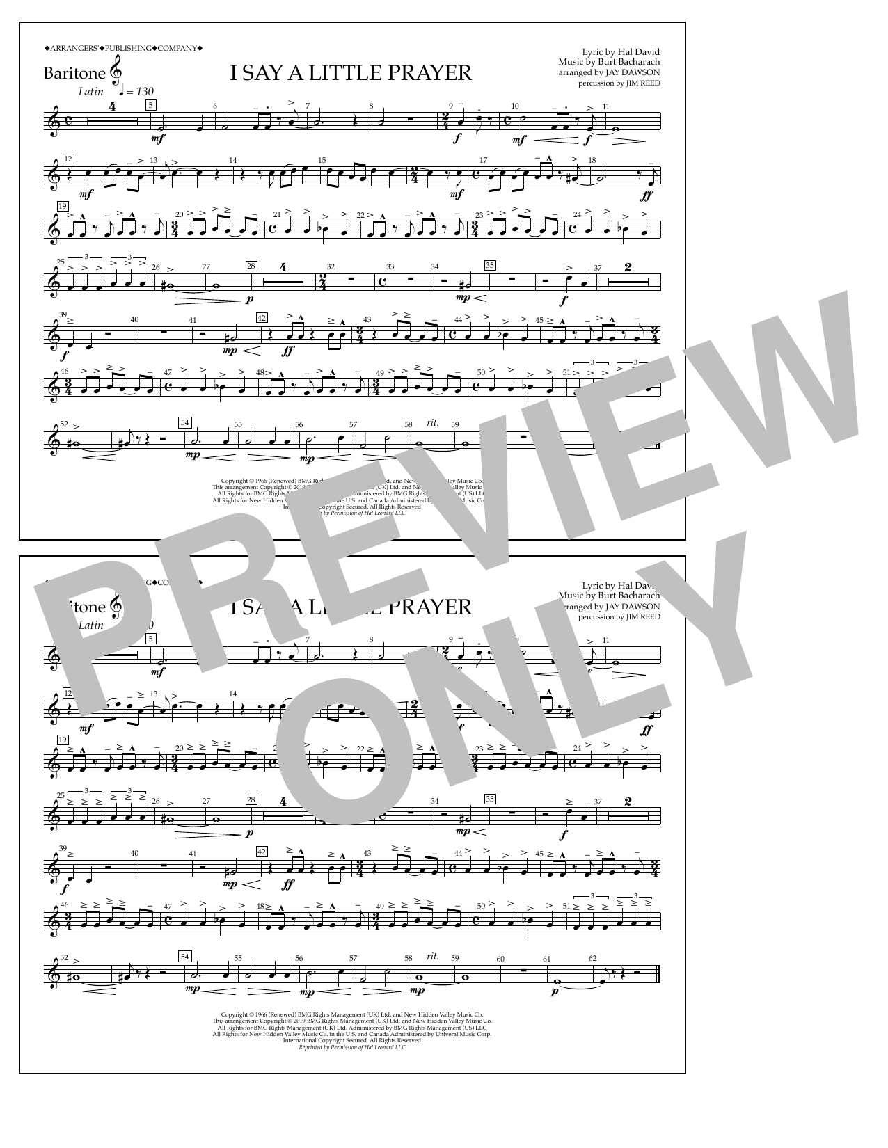 Produktbild zu: I Say a Little Prayer (arr. Jay Dawson) - Baritone T.C.