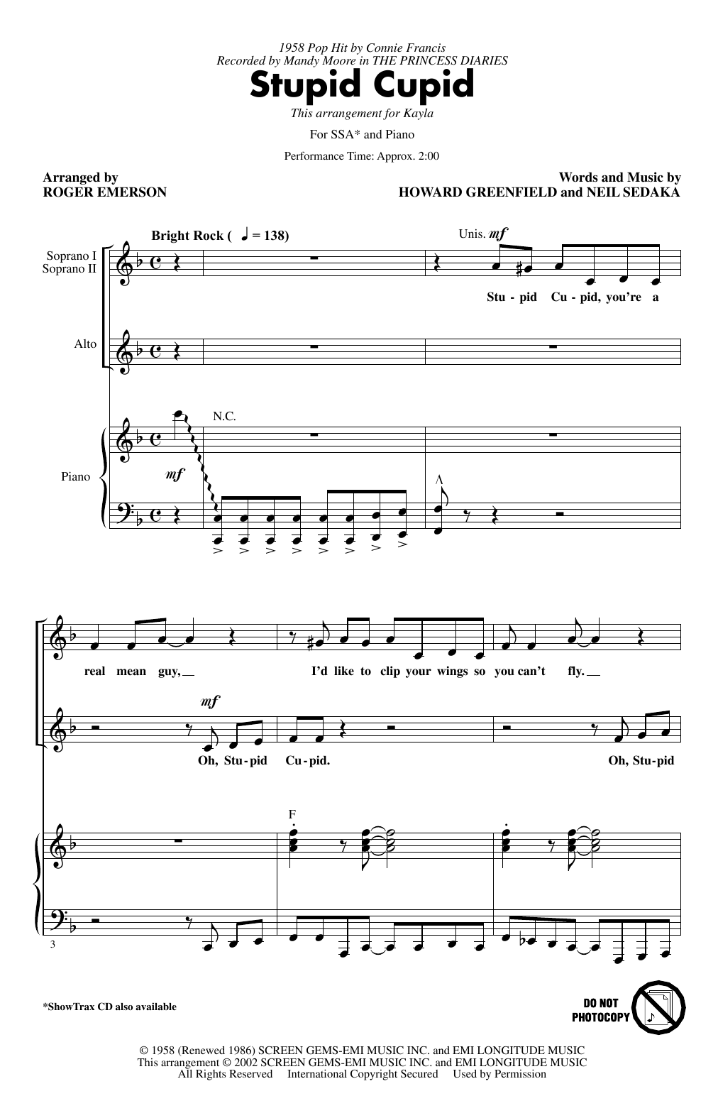 Produktgalerie: Seite 1 von 1 Stupid Cupid (arr. Roger Emerson), Connie Francis, Chor