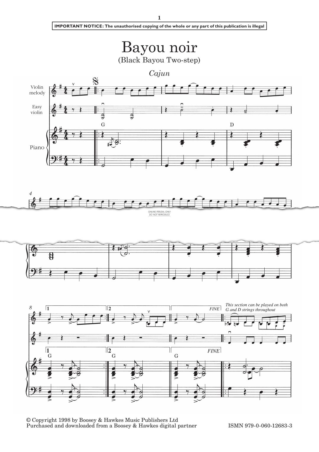 Produktgalerie: Seite 1 von 1 Bayou Noir, , Klavier, Violine