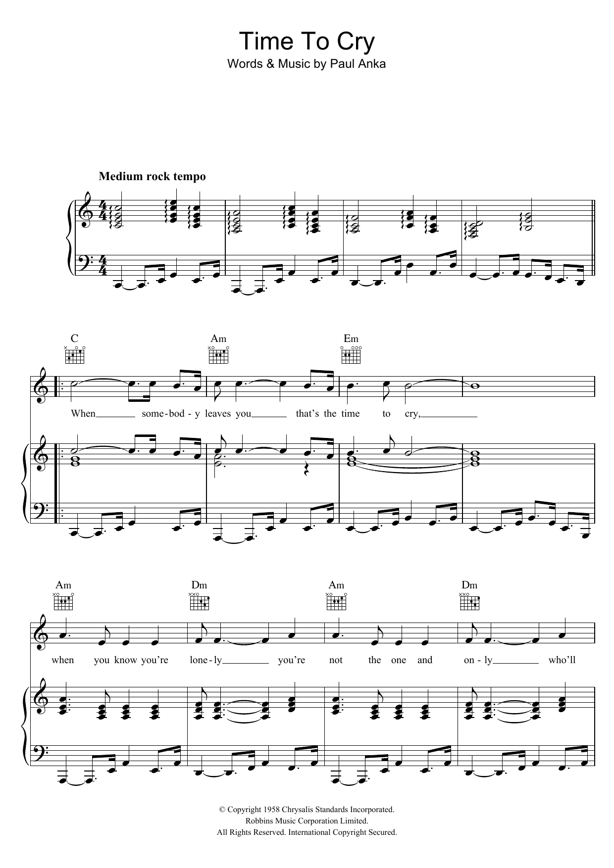 Produktgalerie: Seite 1 von 1 Time To Cry, Paul Anka, Gesang, Gitarre, Klavier
