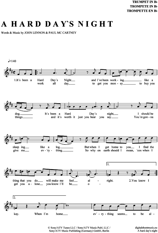 Produktbild zu: A Hard Day´s Night Beatles