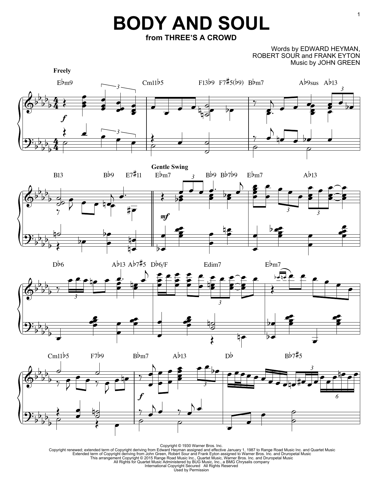 Product picture to: Body And Soul [Jazz version] (arr. Brent Edstrom)