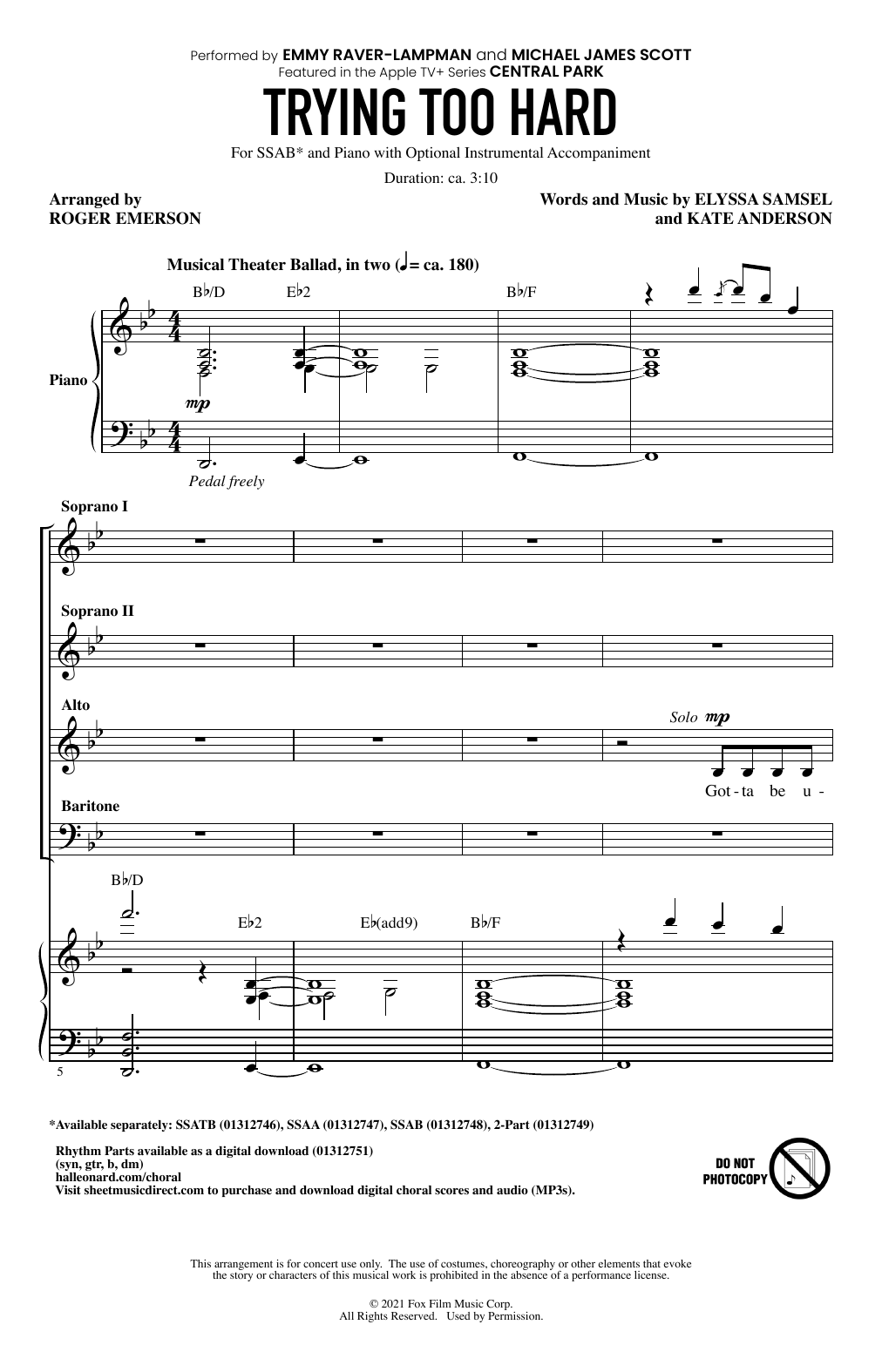 Produktbild zu: Trying Too Hard (from Central Park) (arr. Roger Emerson)