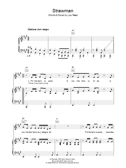 Produktgalerie: Seite 1 von 1 Strawman, Lou Reed, Gesang, Gitarre, Klavier