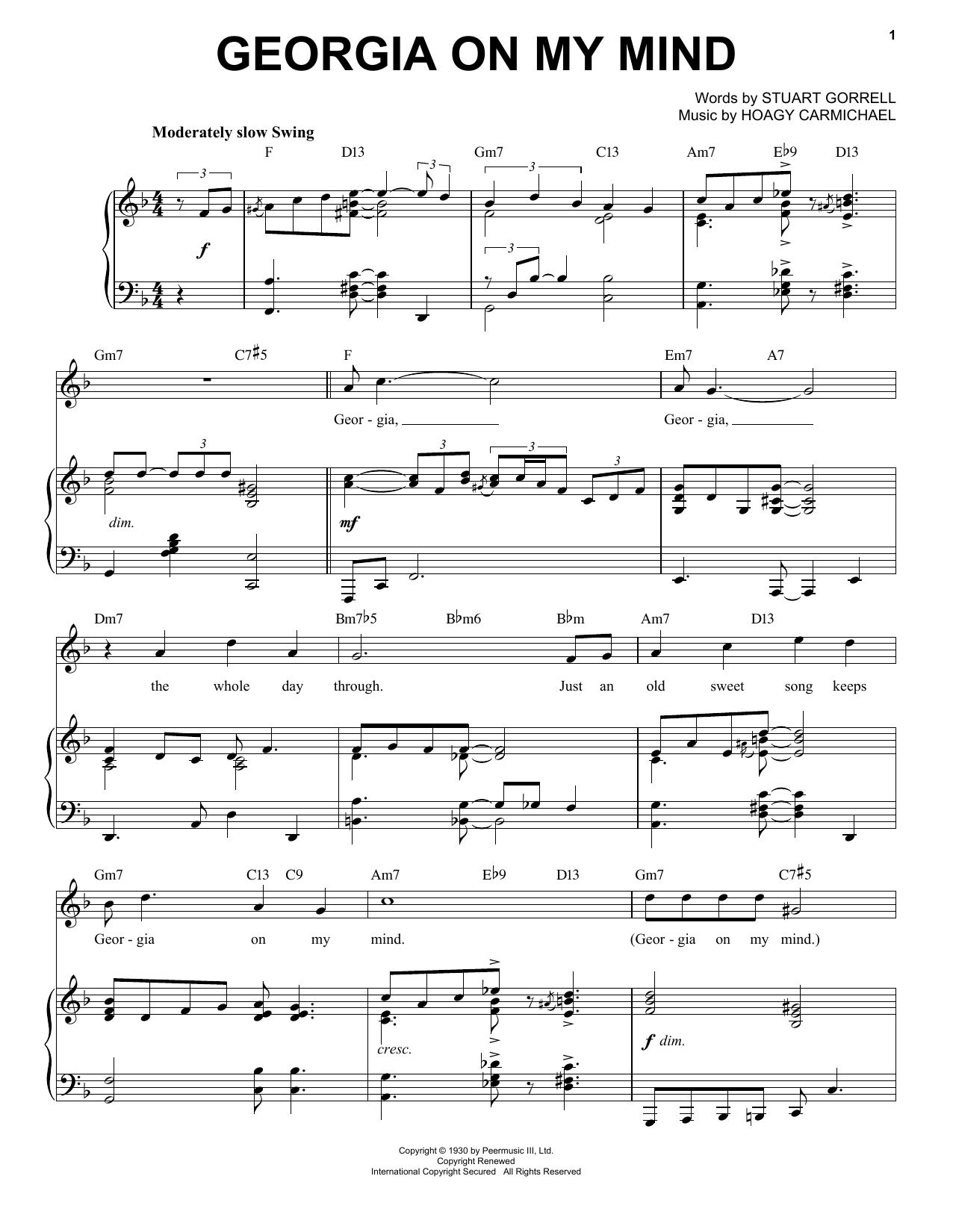 Produktbild zu: Georgia On My Mind [Jazz version] (arr. Brent Edstrom)