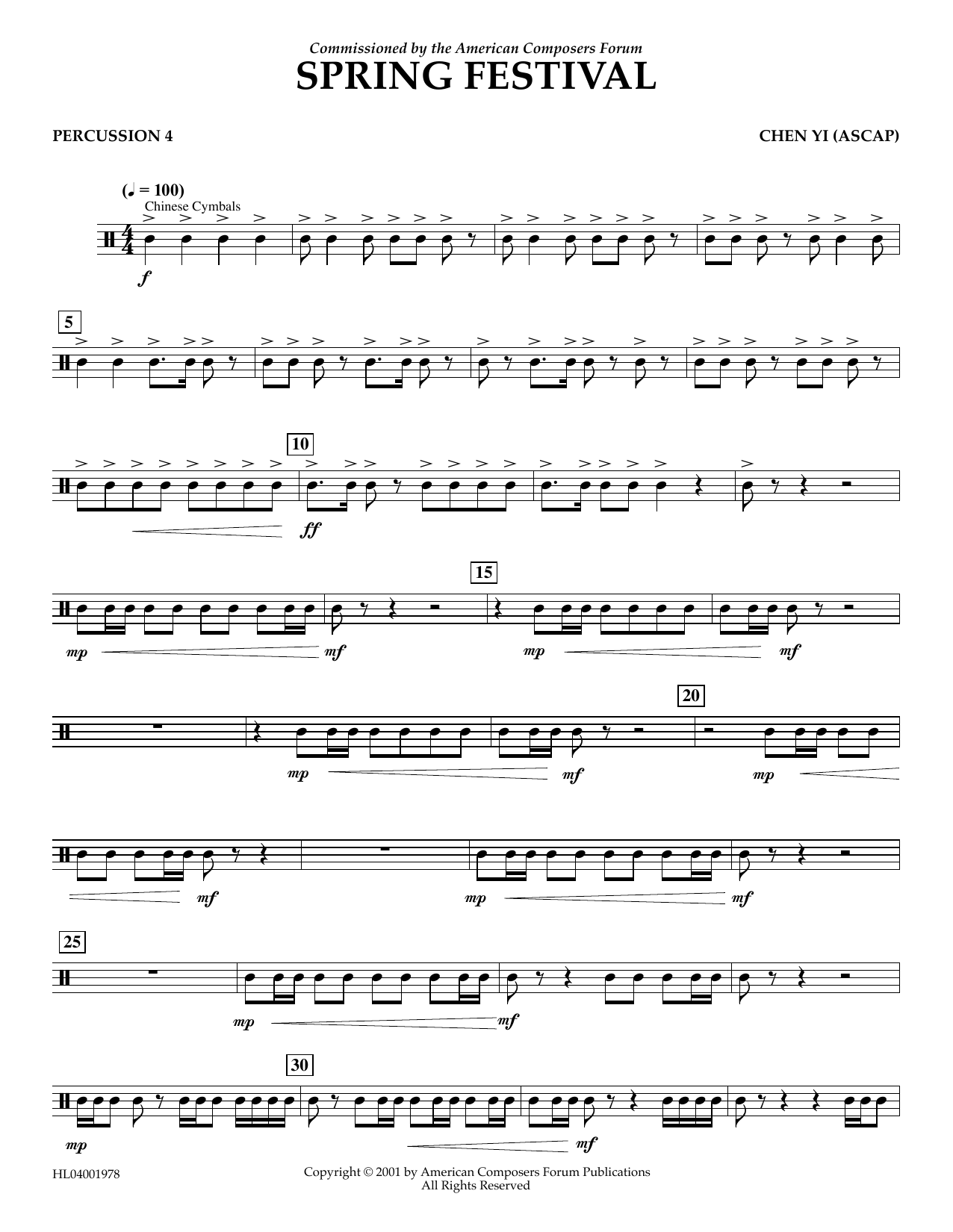 Product gallery: Page 1 of 1 Spring Festival - Percussion 4, Chen Yi