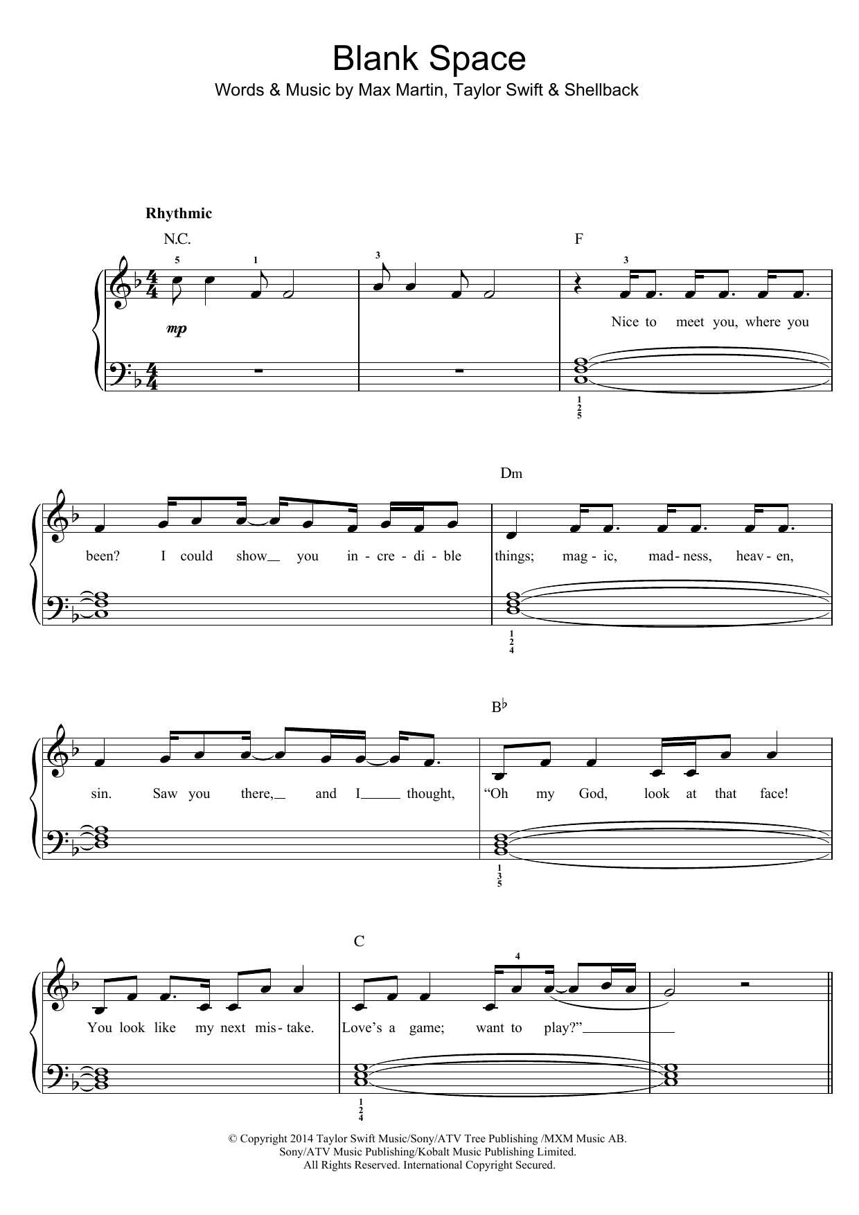 Product picture to:  Blank Space - Taylor Swift