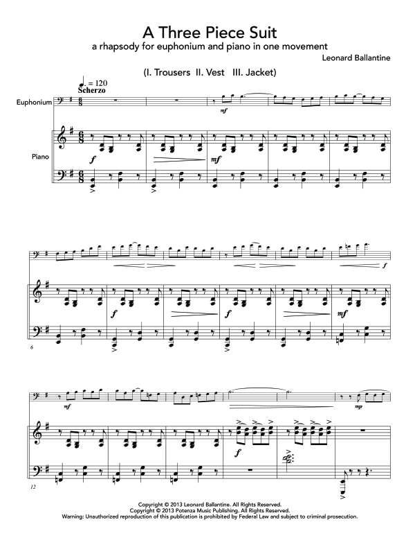 Product gallery: Page 1 of 11 Three Piece Suit, A, , (euphonium and piano)