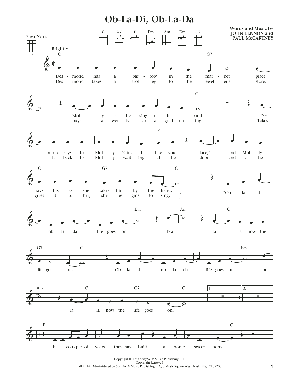 Product gallery: Page 1 of 1 Ob-La-Di, Ob-La-Da (from The Daily Ukulele) (arr. Liz and Jim Beloff), The Beatles