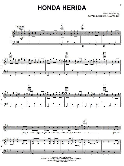 Produktgalerie: Seite 1 von 1 Honda Herida, Rafael C. Escalona Martinez, Gesang, Gitarre, Klavier