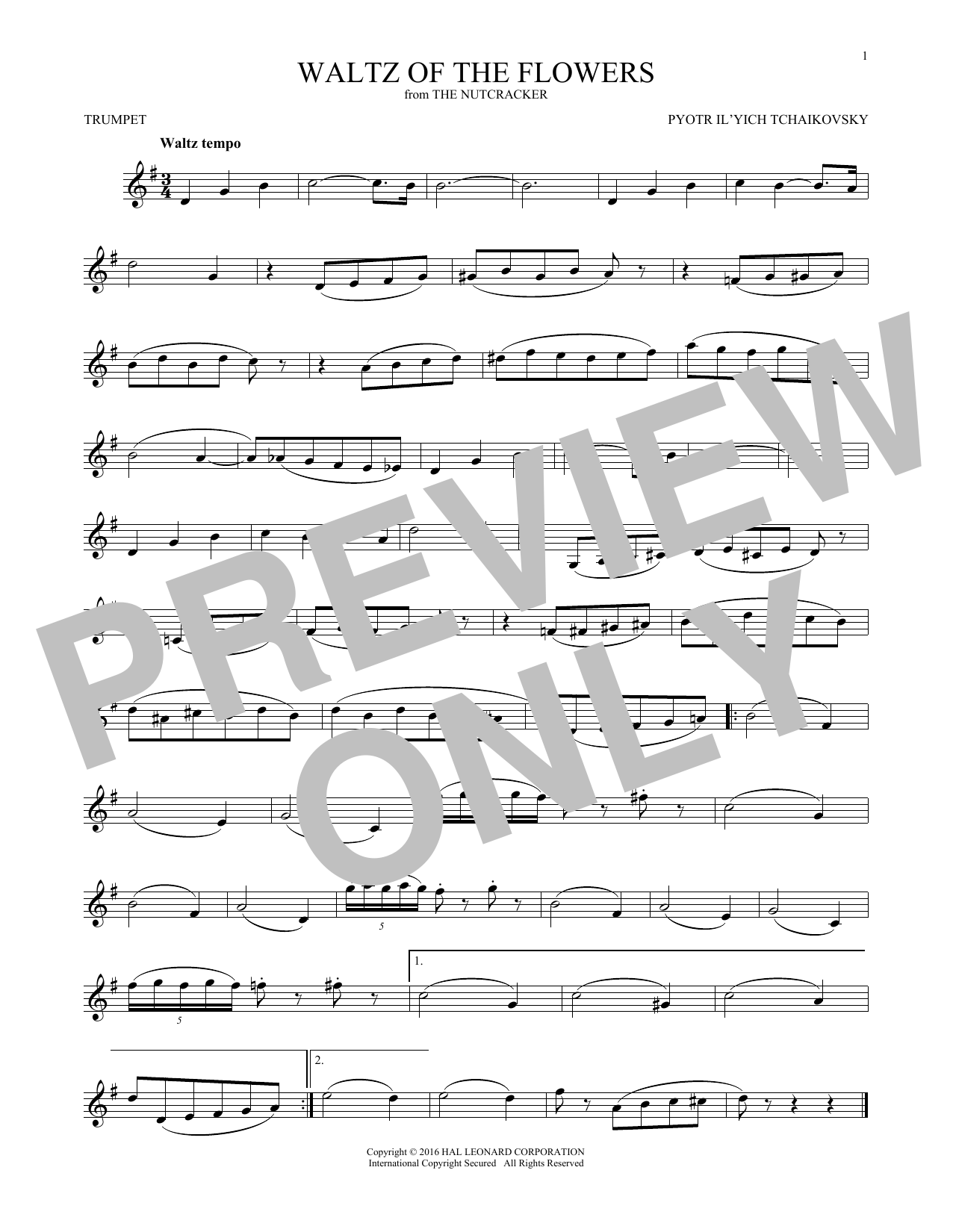 Produktgalerie: Seite 1 von 1 Waltz Of The Flowers, Op. 71a (from The Nutcracker), Pyotr Il'yich Tchaikovsky, Trompete