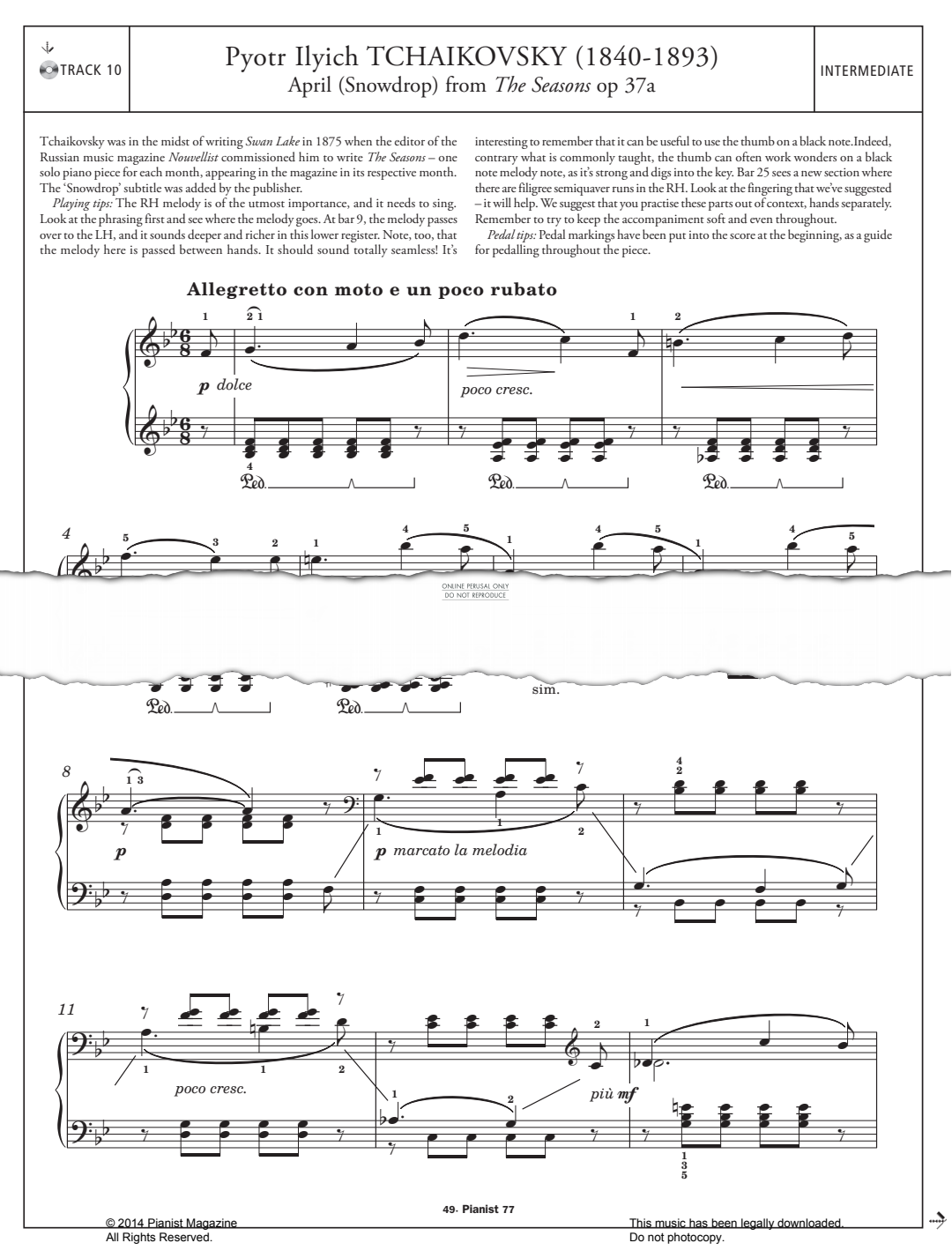 Product gallery: Page 1 of 1 April (Snowdrop) from The Seasons Op.37a, Pyotr Ilyich Tchaikovsky