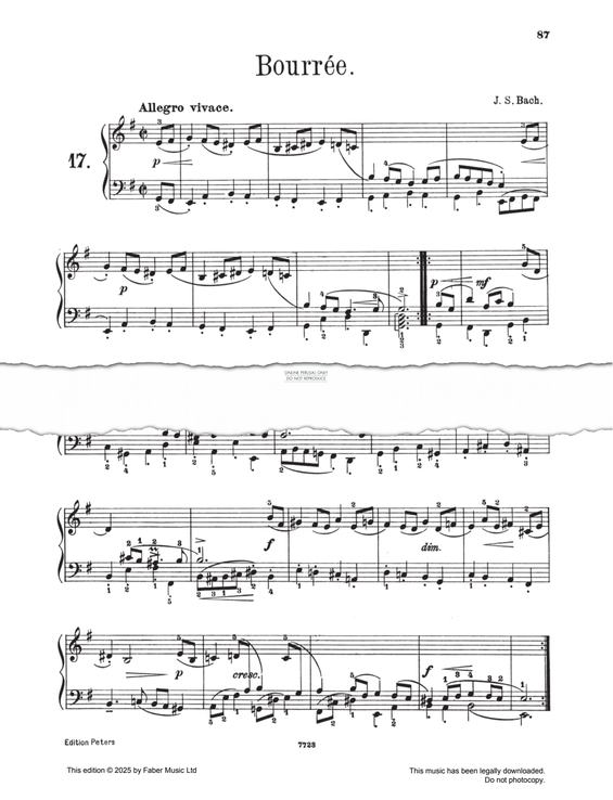 Produktgalerie: Seite 1 von 1 Bourrée, Johann Sebastian Bach, Klavier
