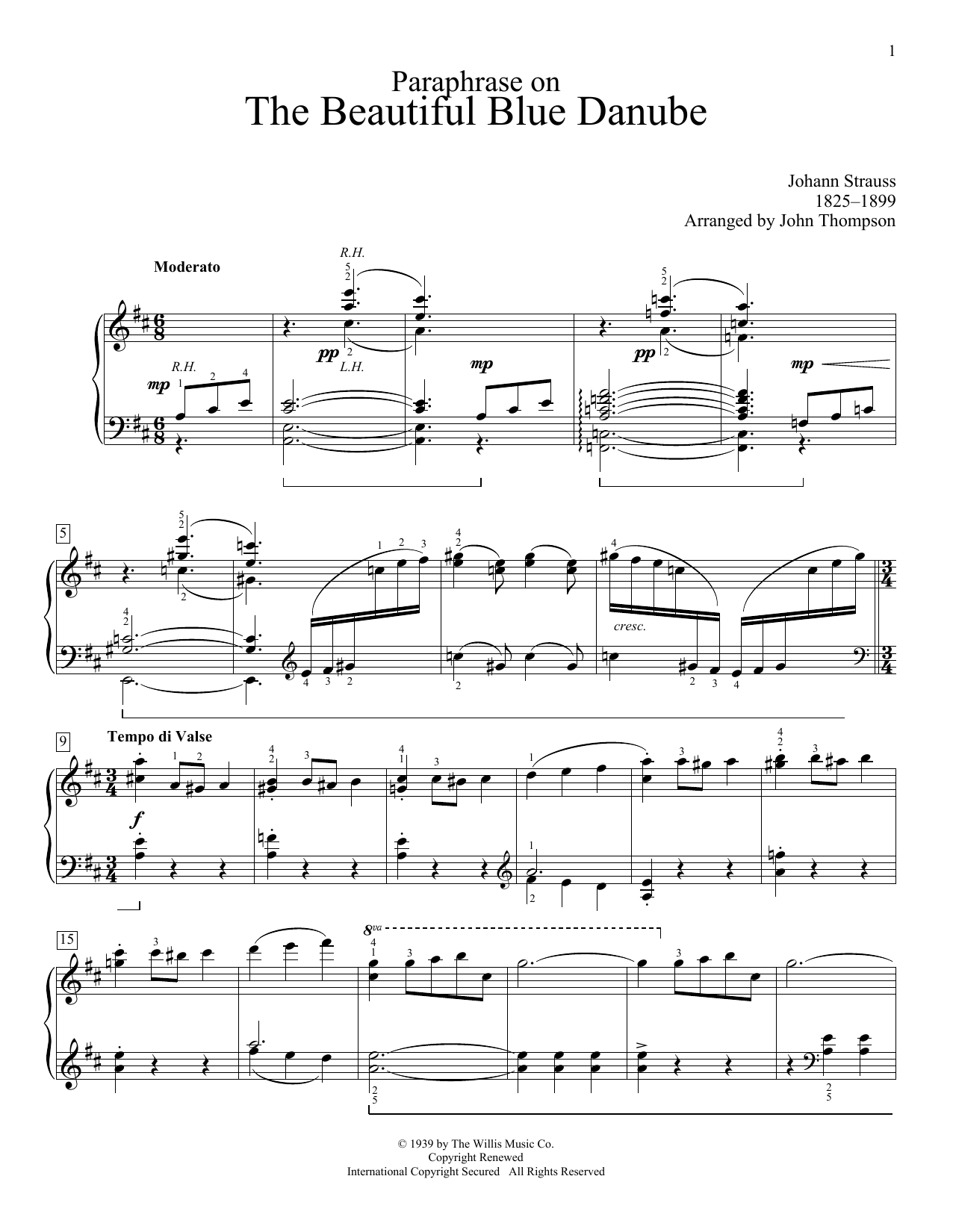 Product picture to: Paraphrase On The Beautiful Blue Danube Waltzes
