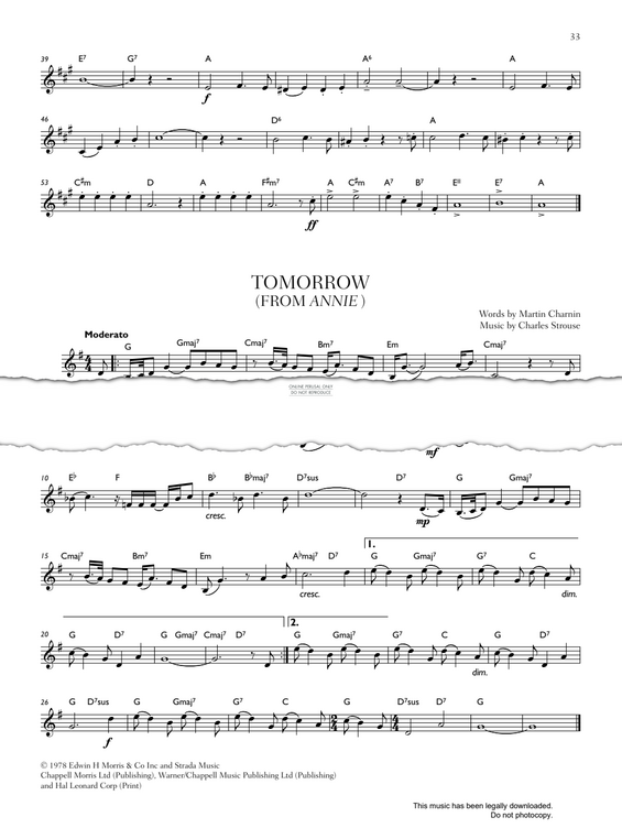 Produktgalerie: Seite 1 von 1 Tomorrow (from "Annie"), Charles Strouse, Trompete