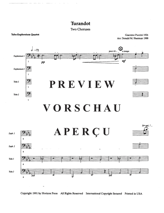 Product gallery: Page 3 of 19 Turandot: Two Choruses , , (Tuba Quartett EETT)