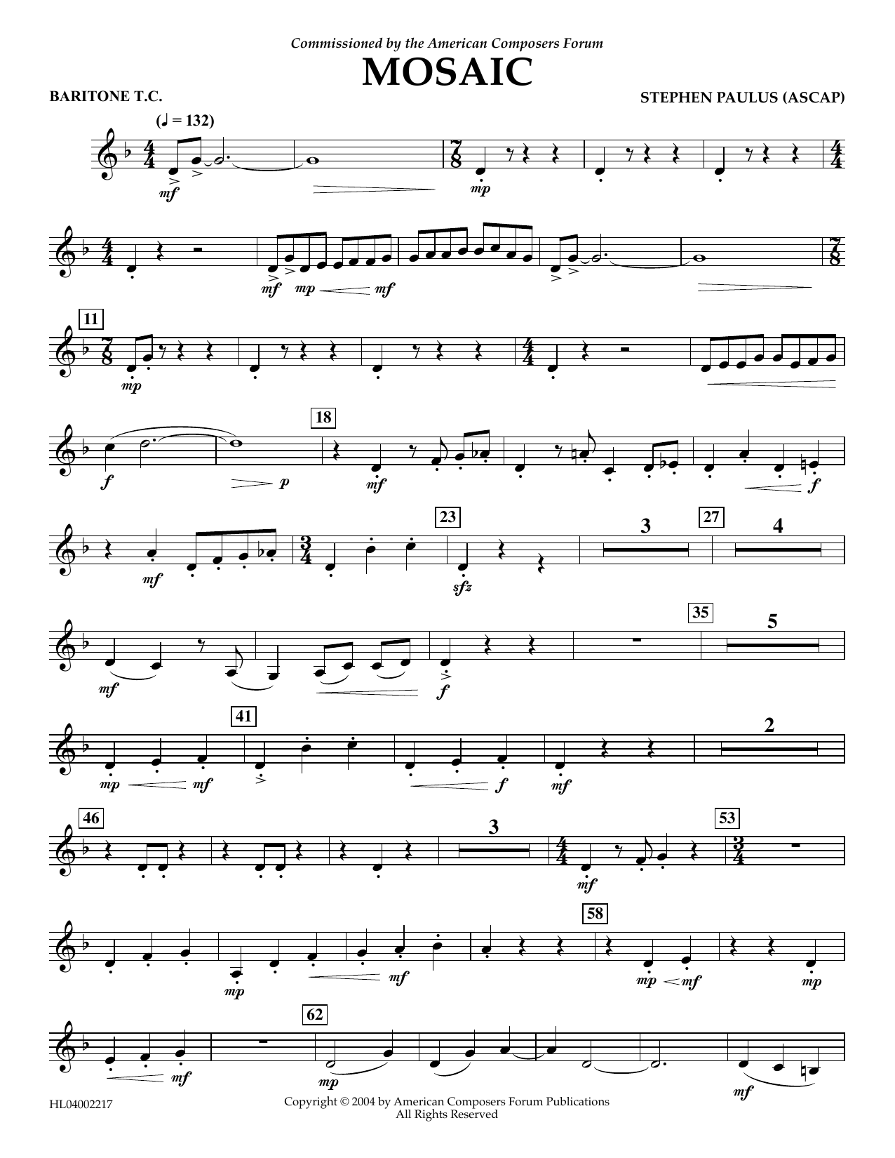 Product picture to: Mosaic - Euphonium in Treble Clef