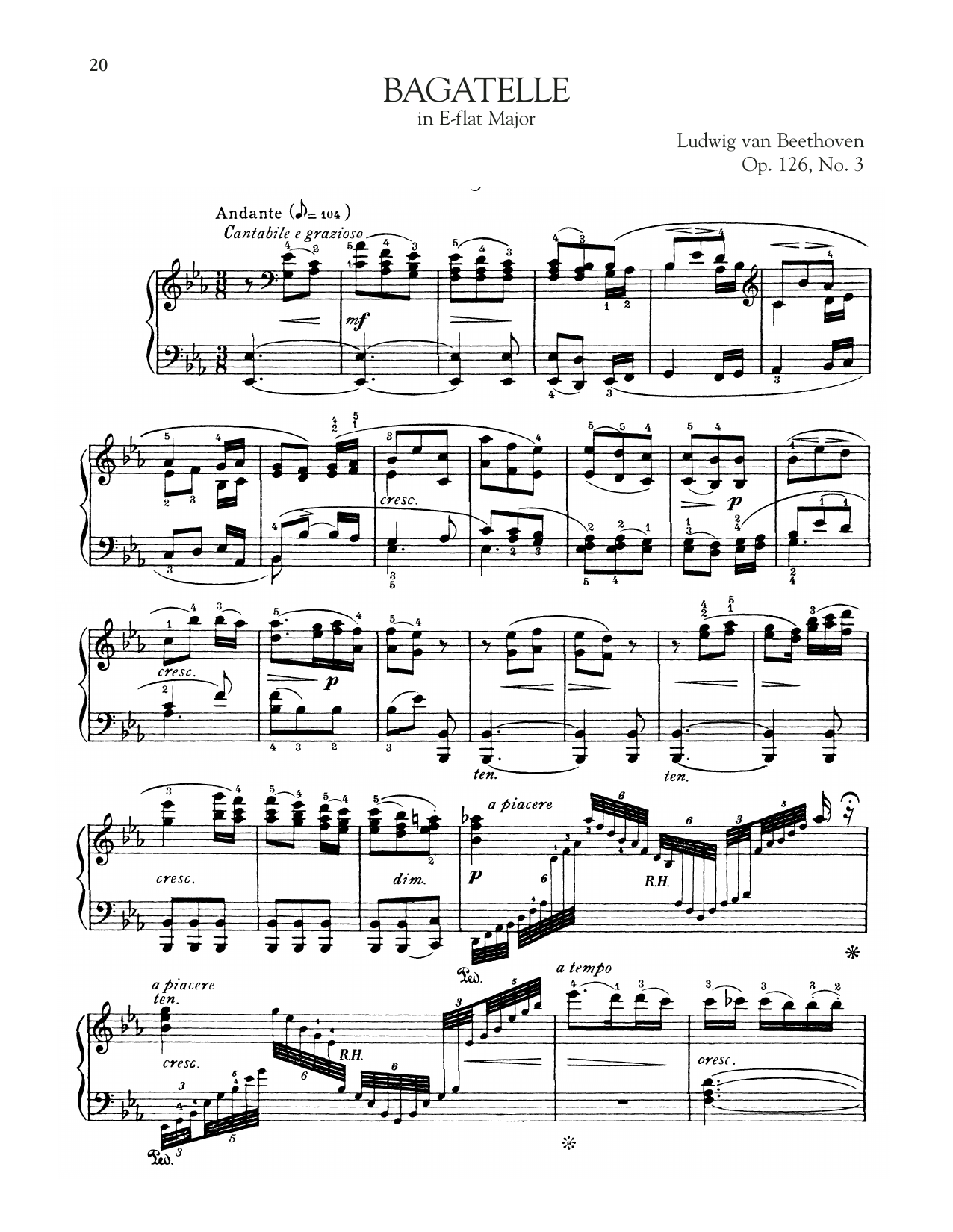Product gallery: Page 1 of 1 Bagatelle In E-Flat Major, Op. 126, No. 3, Ludwig Van Beethoven
