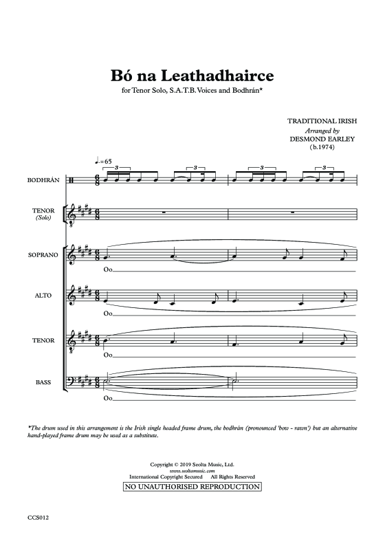 Produktgalerie: Seite 1 von 11 Bó na Leathaidhairce, , Tenor Solo, Gemischter Chor und irische Trommel