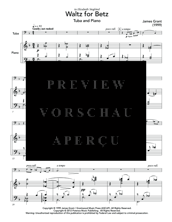 Product gallery: Page 5 of 11 Waltz for Betz, , (tuba and piano)